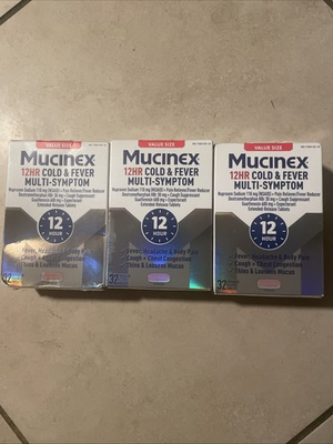 #ad 3 Boxes Of Mucinex 12 Hr Cold And Fever Value Size 32 Each Expires 11 2028 $19.00