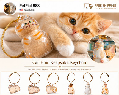 Cat Hair Keychain Storage Bottle, Cat Fur Memory Bottles, Pet Hair Keepsake US