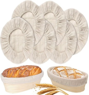 6 Packs Oval Banneton Cloth Liner for Bread Sourdough Proofing，10 inches，Natural