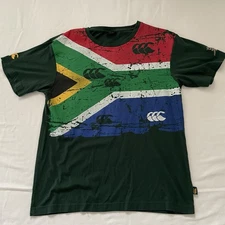 Canterbury Springbok  South Africa Flag Men T-Shirt LARGE Rugby Green CCC Rare