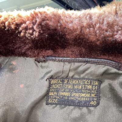 Vintage Ralph Edwards Sportswear G-1 USN Flight Jacket Brown 1960s