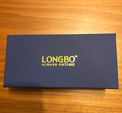 LONGBO 80113 Quartz Chronograph Watch Black Dial Silver Steel Bracelet Box