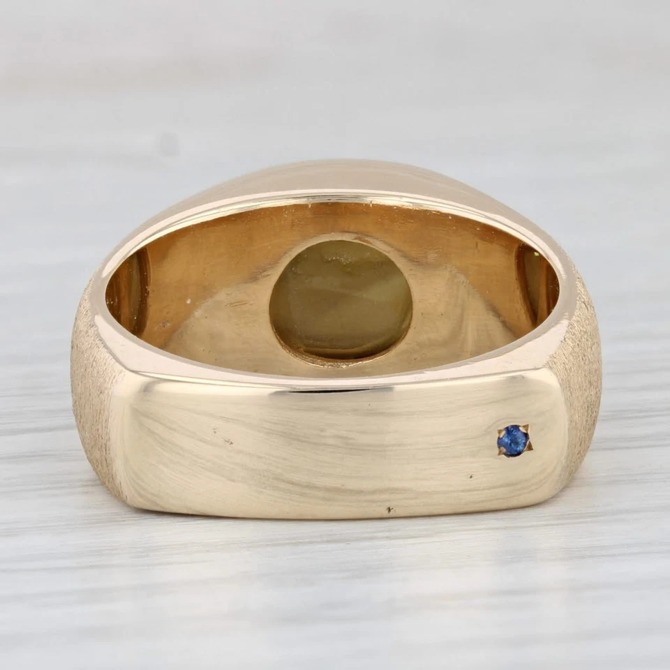 Anillo de diamantes crisoberilo ojo de gato marrón oro amarillo de 14 k talla 10,5 para hombre GIA Foto 4 de 4