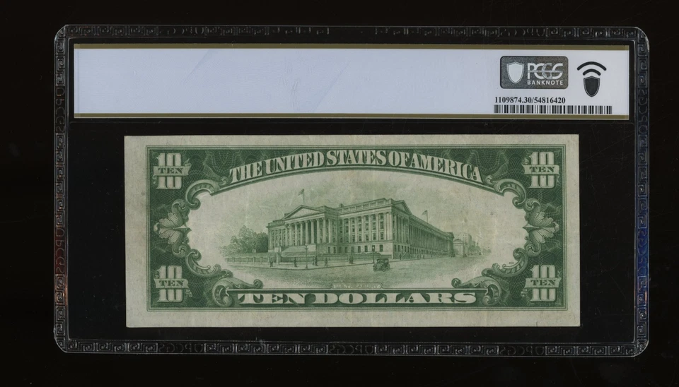 DBR scarce 1928-C $10 LGS FRN Chicago Fr. 2003-Glgs PCGS-B 30 Serial G54465338A - Image 2 of 2