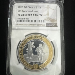 Silver/layers gold 2010 1 Of 1 Rare 9th Com.PF70 Uc 1 Of 1 Top Pop 1 Oz 999 Silv