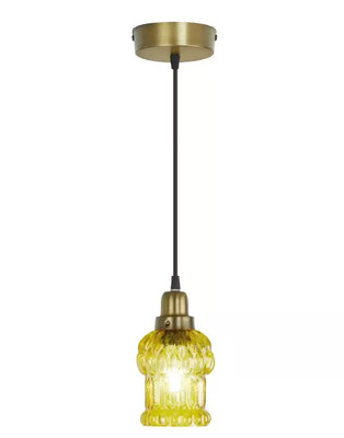 River of Goods Diane Novelty Textured Shaded Glass Cylinder Pendant Light-Used