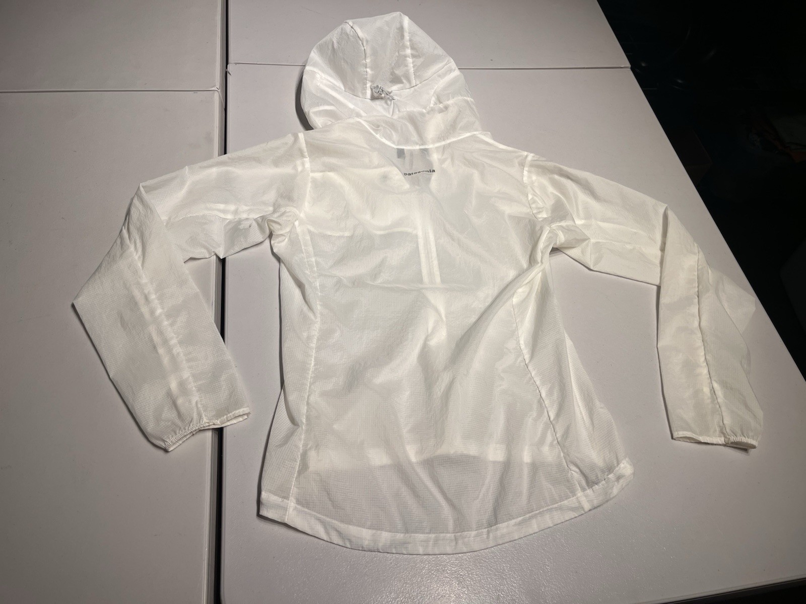 Patagonia Jacket Women's XS White Houdini Thin Coat Hiking Outdoor Hooded Nylon thumbnail 7