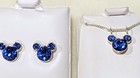 Set Disney Mickey Mouse Earrings & Necklace. Sterling Silver. Blue Crystals. New — photo 1