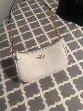 Coach Signature White Teri Shoulder Bag w/ Ch...