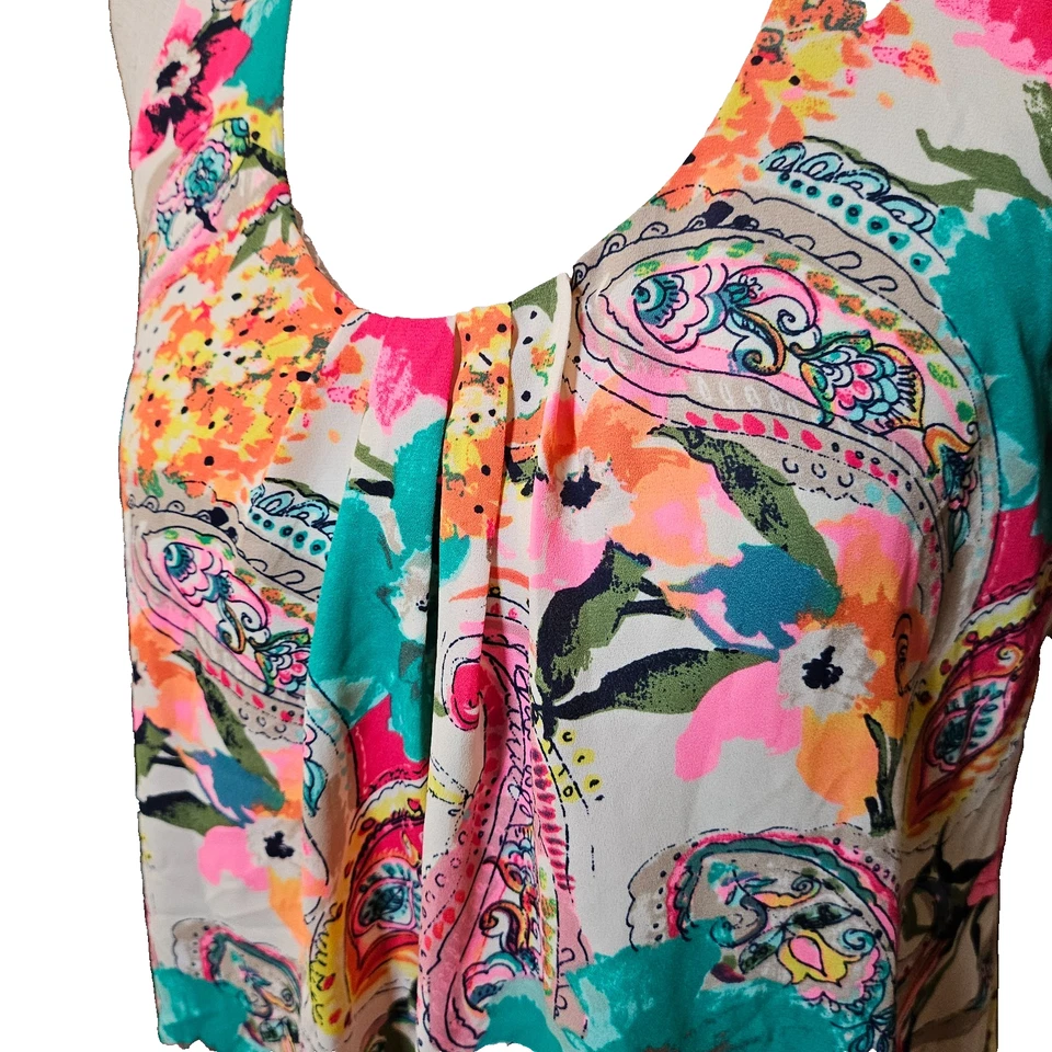 Camiseta sin mangas Anna Grace Loft tropical/paisley/floral espalda deportiva para mujer talla S Foto 2 de 4