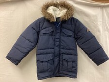 Rothschild Coat Youth 7 Blue Hooded Faux Fur Trim Fleece Lined Puffer Winter