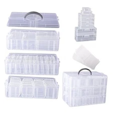 Bead Organizer Box, 56 Pcs Small Plastic Containers with Lids 3 tier coffret