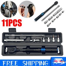 11PCS 3/8" Torque Wrench Set Adjustable 72 Tooth 5-60Nm for Car Motorcycle