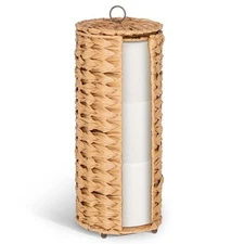 SHENLIU Water Hyacinth Paper Roll Holder, Wicker Holder Stand for Bathroom, 3...