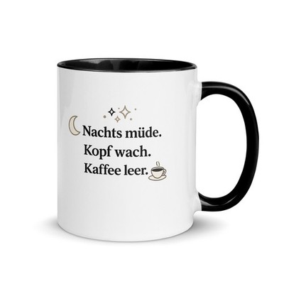 Nachtschicht Tasse | Kaffeebecher mit Farbe innen | Geschenk für Schichtarbeit