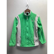 Girls The North Face Green Fleece Jacket Sweatshirt Full Zip Kids XL TNF Pinhole