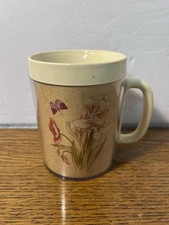 Vintage Thermo-Serv Garden Glories Insulated Plastic Coffee Mug 1982 Made In USA