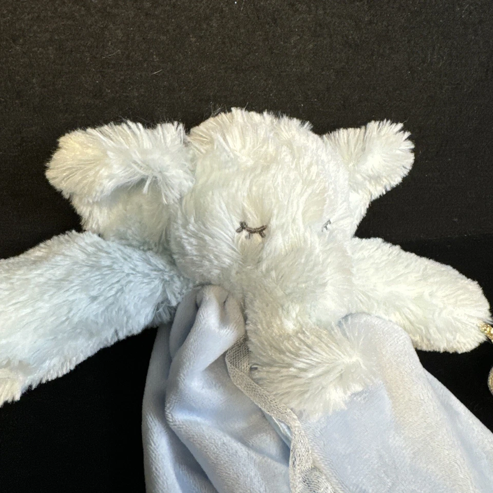 Manta de juguete para bebé de peluche Mud Pie Blue Elephant Lovey 13" Foto 2 de 4