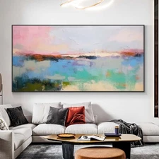 Hand painted Oil Painting Abstract impressionism in soothing pastel hues Home