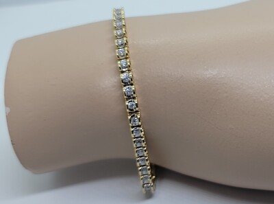 $5,750 ZALES HUGE 14ktYellow Gold Diamond Tennis Bracelet