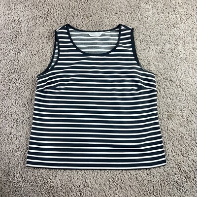 Drapers and Damons Women Sleeveless Tank Top Black And White Striped Size Large