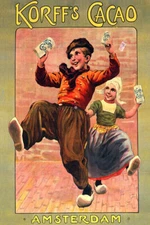 AMSTERDAM KORFF CACAO CHOCOLATE DUTCH CHILDREN VINTAGE POSTER REPRO
