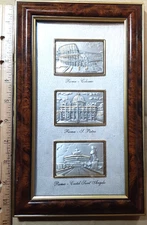 STERLING 3D RELIEF ROMAN COLISEUM, ST. PETERS CHURCH, & ST. ANGELOS CASTLE