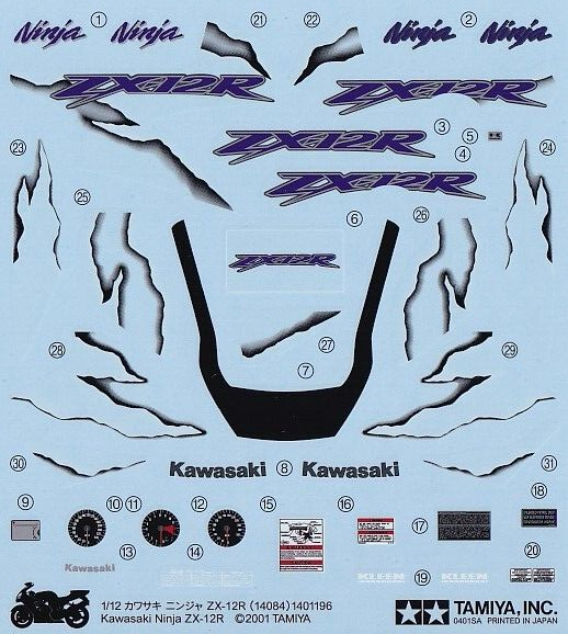Tamiya Decals 1/12 KAWASAKI ZX-12R .Item14084 from Japan | eBay