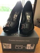 Scarpe Donna Nere Vernice numero 40 nuove aperte davanti Marca "CONTE"