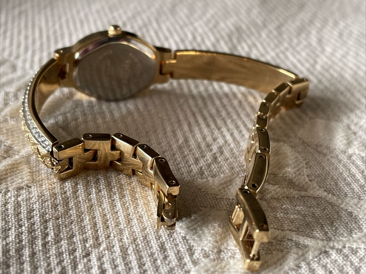 Ladies Elgin Gold Tone and Clear Gemstone Watch EG9857 | eBay