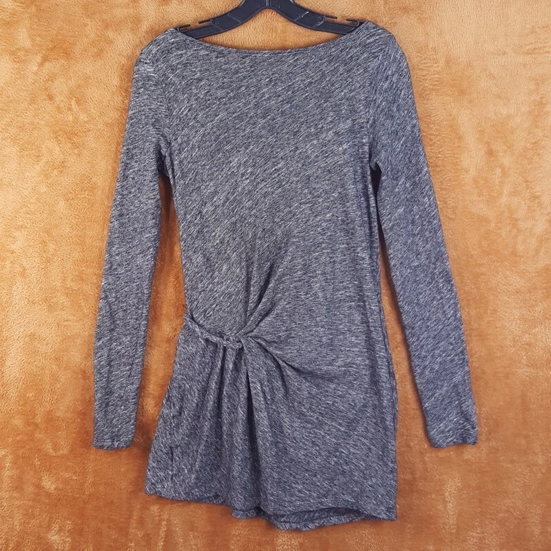 Vestido THAKOON Mujer Pequeño Gris Pullover Mini Drapeado Trenzado Elástico Tejido Foto 3 de 4