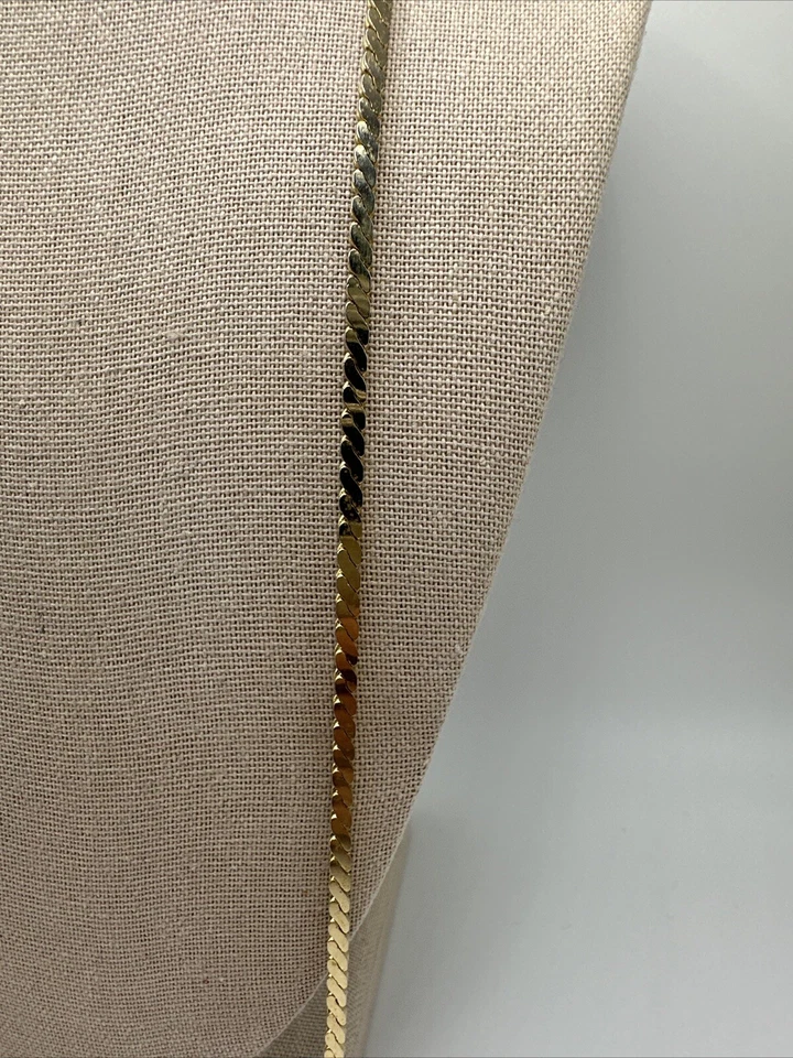"Collar de 30"" cadena serpentina doble tono dorado brillante de 3 mm" Foto 3 de 4