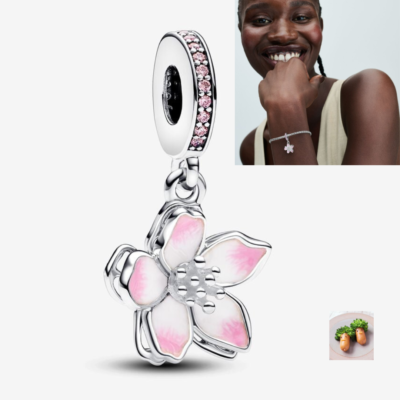 PANDORA Japan Cherry Blossom Dangle Charm 100% Authentic Sterling