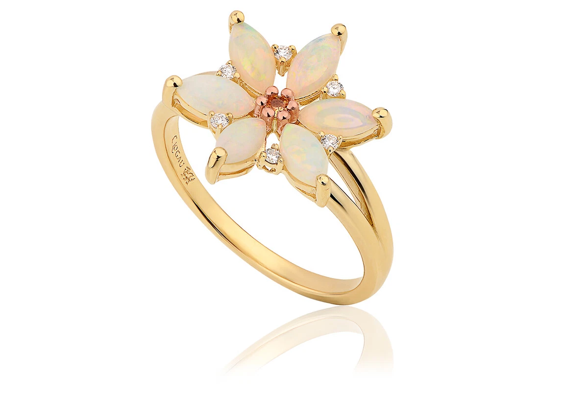 Clogau Welsh 9ct Yellow Rose Gold Lady Snowdon Opal Ring 195