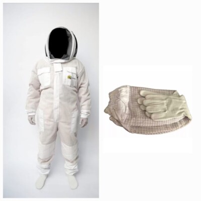 Unisex 3-lagiger Imkerei ultra belüfteter Pilot Schleier Bienenanzug. GRATIS HANDSCHUHE. M