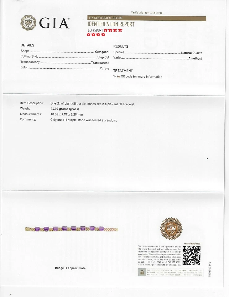 8 Brazaletes Amatista Natural Oro Rosa 18K Certificado GIA De Colección Foto 3 de 4