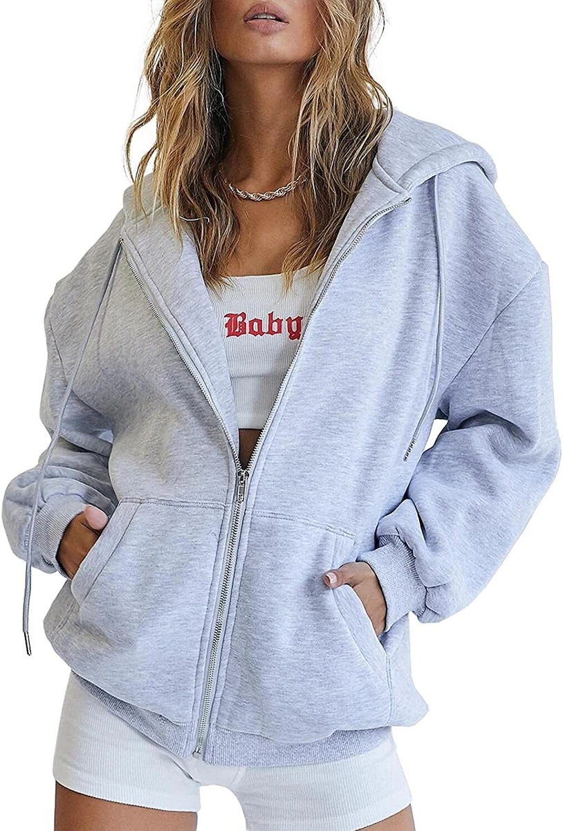 Trendy Queen Womens Zip Up Y2K Hoodies Long Sleeve Fall Oversized Casual  Sweatsh