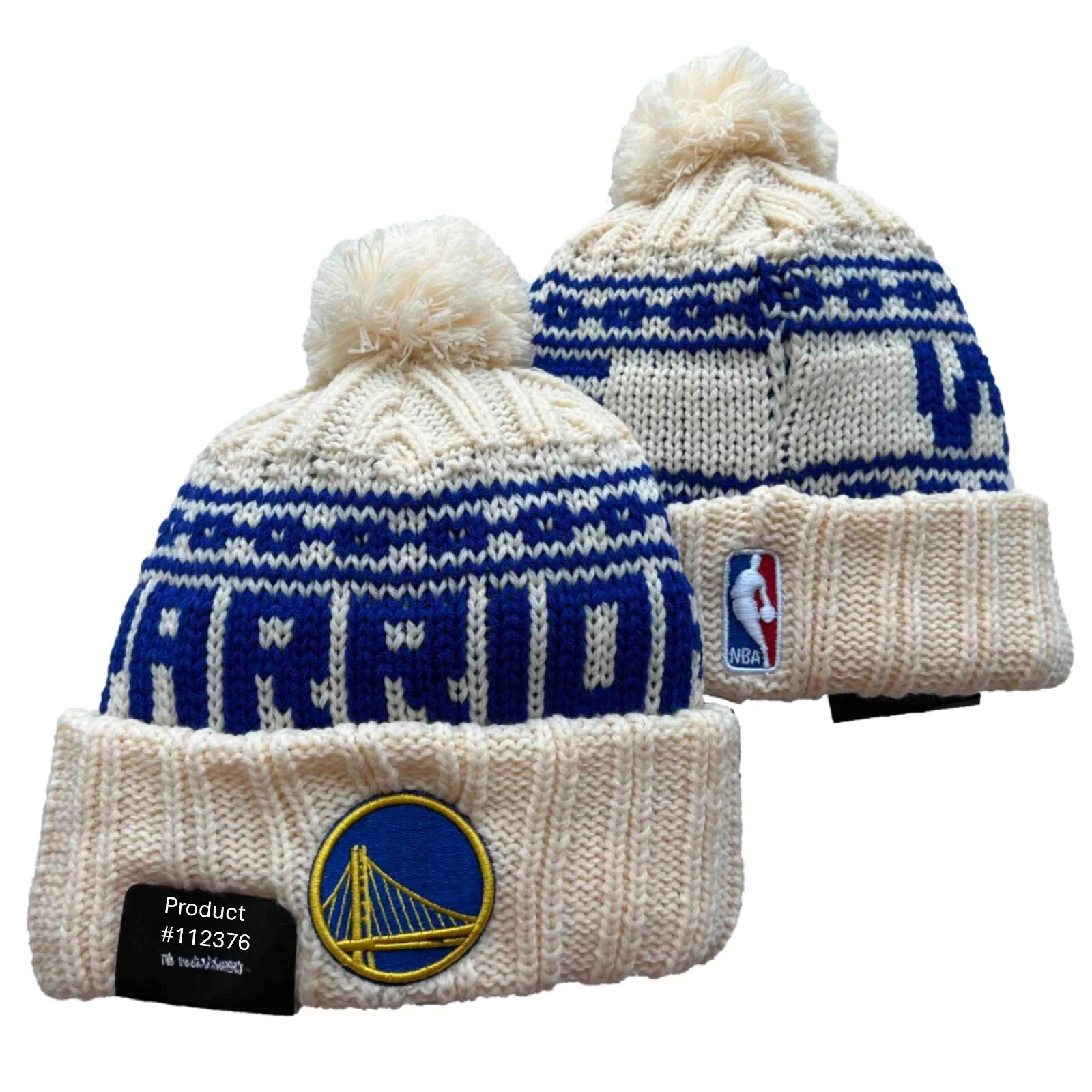NWT Golden State Warriors Chunky Knit Pom Beanie Fleece Lining OSFA Unisex