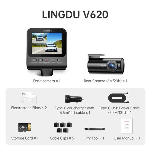 V620 4K+1080P Dual Dash Cam ADAS WiFi 6 GPS Cars Recorder Parking Mode Free 64GB - Picture 10 of 11