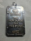 PAMP Suisse Lady Fortuna necklace pendant  999 FINE Silver bar One Troy Ounce.