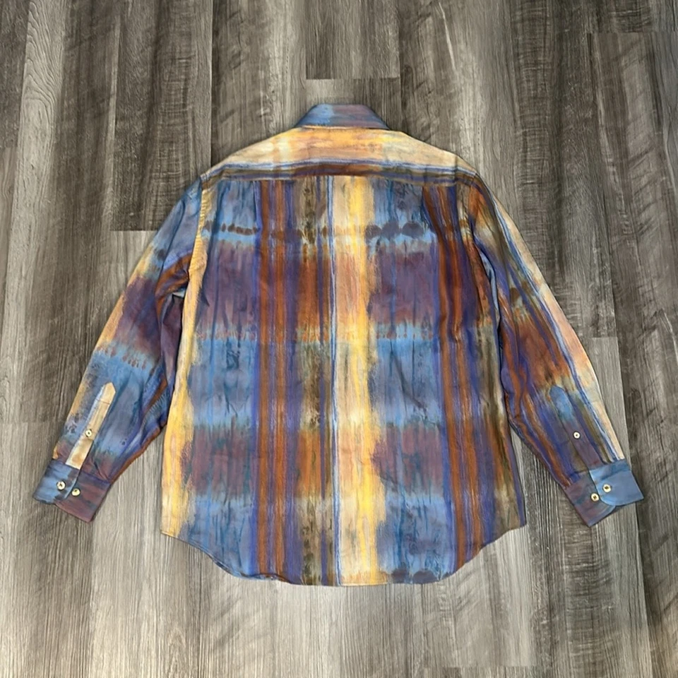 Norm Thompson Acuarela Rayas Manga Larga Abotonada - Grande Foto 3 de 4