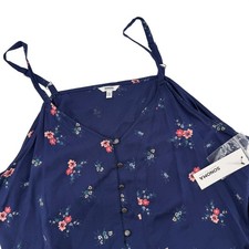 SONOMA Goods for Life Navy Floral Print Button Front Cami Tank Top XXL