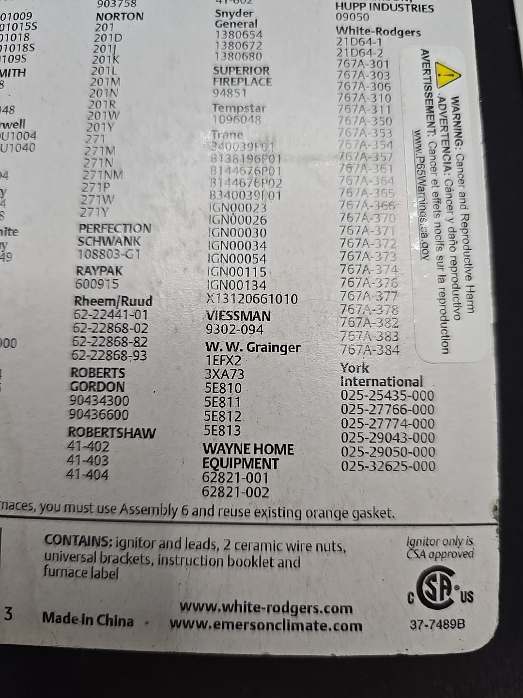 4 Packs  PWhite-Rodgers 21D64-2 Universal Hot Surface Ignitor /120 Volt Nitride