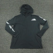 Adidas Hoodie Boys XL 18-20 Black Cotton Long Sleeve Graphic Logo Pullover