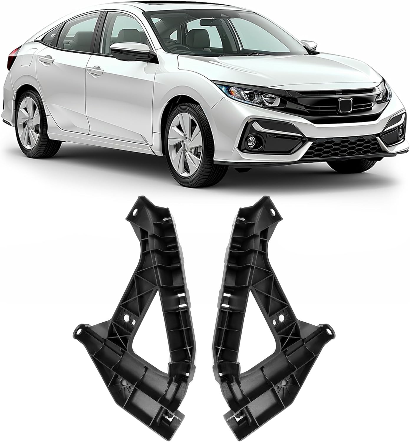 Pair Headlight Bracket Compatible with 2016-2021 Honda Civic Replacement for 711