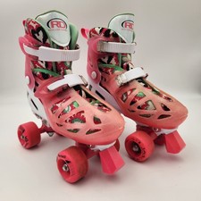 Trac Star Youth Girl's Adjustable Roller Skates White Pink Size 3-6 