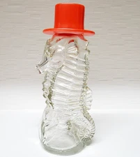 Red hatted Seahorse Glass Piggy Bank Made in 1976 Vintage Japan