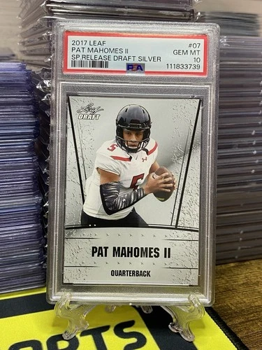 Patrick Mahomes II 2017 Leaf #07 SP Release Draft Silver Rookie PSA 10