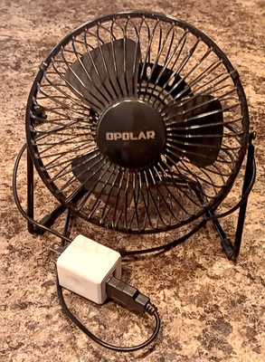Opolar Mini USB Portable Fan Quiet Operation Black Freestanding Metal Fan