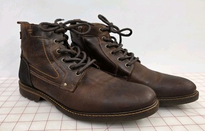 Aldo Ankle Boots Mens Size 12 Brown Leather Side Zip Lace Up  display picture 2